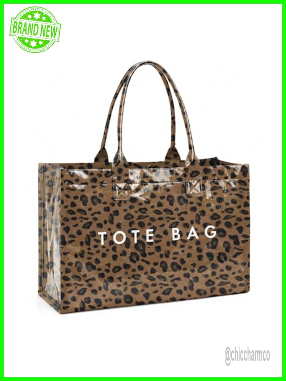 PVC Tote Bag Large Work Plastic Tote Purse Letter Print Shoulder Bag Hobo
